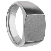 Medium Cushion signet ring (14x14mm) in Titanium, with a Wide style band.