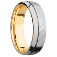 Titanium + Hammer , Bead Finish + 14K Yellow Gold