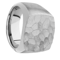 Large Cushion signet ring (18x18mm) in Palladium Silver, with a Wide style band.