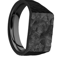 Medium Horizontal Rectangle signet ring (16x11.5mm) in Zirconium, with a Wide style band.