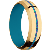 10K Yellow Gold + Polish , Satin Finish + Sea Blue