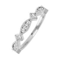 14K White Gold band with 7 Round, 6 Round and 4 Princess Lab Grown Diamond having TCW-.51