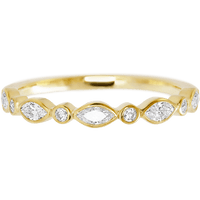 14K Yellow Gold band with 4 Round and 5 Marquise Lab Grown Diamond having TCW-.56