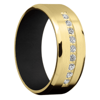 14K Yellow Gold + Satin , Polish Finish + Black