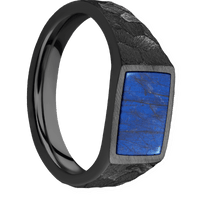 Small Horizontal Rectangle signet ring (12x9mm) in Zirconium, with a Wide style band, a Labradorite inlay.