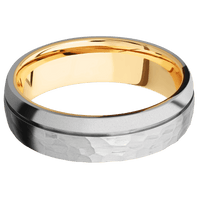 Titanium + Hammer , Bead Finish + 14K Yellow Gold