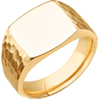 Medium Cushion signet ring (14x14mm) in 14K Yellow Gold, with a Wide style band.
