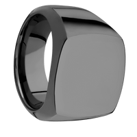 Large Cushion signet ring (18x18mm) in Zirconium, with a Wide style band.
