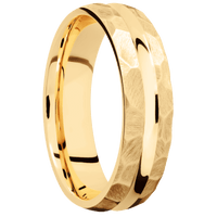 14K Yellow Gold + Polish , Rock Finish