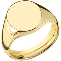 Medium Oval signet ring (16x13mm) in 18K Yellow Gold, with a Wide style band.
