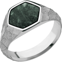 Medium Hexagon signet ring (13.9x12mm) in Titanium, with a Wide style band, an Aventurine inlay.