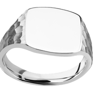 Medium Cushion signet ring (14x14mm) in Palladium Silver, with a Thin style band.