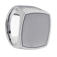 Extra Large Cushion signet ring (22x22mm) in Palladium Silver, with a Wide style band, a Tantalum inlay.