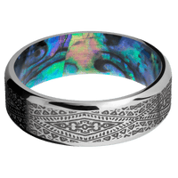 14K White Gold + Stone , Polish Finish + Abalone