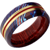 Titanium Damascus + Polish , Polish Finish + Blood Wood