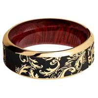 10K Yellow Gold + Polish , Polish Finish + Blood Wood