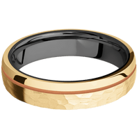 10K Yellow Gold + Hammer , Polish Finish + Zirconium