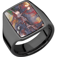 Large Rectangle signet ring (20x14.5mm) in Zirconium, with a Wide style band, a Chrysocopper inlay.