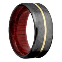 Zirconium + Hammer , Polish Finish + Blood Wood