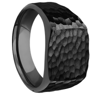 Medium Cushion signet ring (14x14mm) in Zirconium, with a Wide style band.
