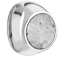 Large Circle signet ring (18mm) in Platinum, with a Wide style band, a Meteorite inlay.