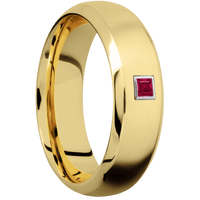 14K Yellow Gold + Bead , Polish Finish