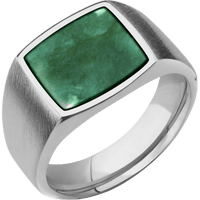 Medium Cushion signet ring (14x14mm) in Titanium, with a Wide style band, a Washington Green Jade inlay.