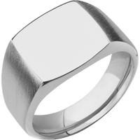 Medium Cushion signet ring (14x14mm) in Titanium, with a Wide style band.