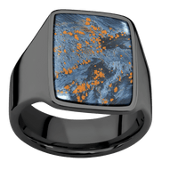 Large Rectangle signet ring (20x14.5mm) in Zirconium, with a Wide style band, a Pietersite inlay.