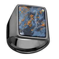Extra Large Rectangle signet ring (24x17mm) in Zirconium, with a Wide style band, a Pietersite inlay.