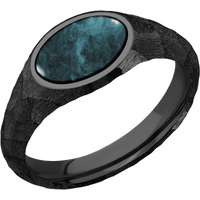 Small Horizontal Oval signet ring (12x9mm) in Zirconium, with a Wide style band, a Washington Blue Jade inlay.