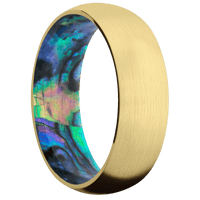 14K Yellow Gold + Satin Finish + Abalone