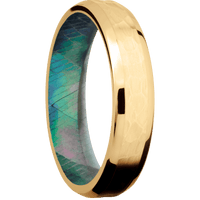 14K Yellow Gold + Hammer , Polish Finish + Black Mother of Pearl