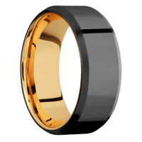 Zirconium + Polish , Bead Finish + 14K Yellow Gold