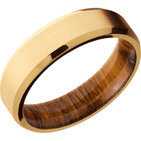 14K Yellow Gold + Satin , Polish Finish + Desert Iron Wood