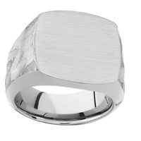 Large Cushion signet ring (18x18mm) in Cobalt Chrome, with a Wide style band.