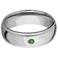 18K White Gold + Hammer , Polish Finish