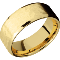 14K Yellow Gold + Hammer , Polish Finish