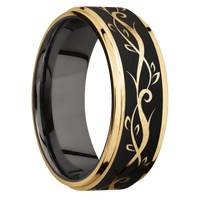 10K Yellow Gold + Stone , Polish Finish + Tantalum Noir