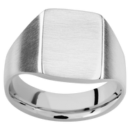 Medium Rectangle signet ring (16x11.5mm) in 18K White Gold, with a Wide style band.