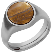 Medium Oval signet ring (16x13mm) in Titanium, with a Wide style band, a Tigers Eye inlay.