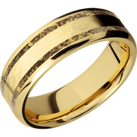 14K Yellow Gold + Hammer , Polish Finish