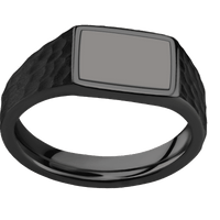 Small Horizontal Rectangle signet ring (12x9mm) in Zirconium, with a Wide style band, a Tantalum Noir inlay.