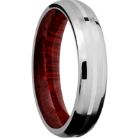 10K White Gold + Satin , Polish Finish + Blood Wood