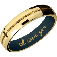 18K Yellow Gold + Polish , Polish Finish + Blue Titanium