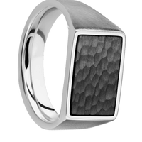 Medium Horizontal Rectangle signet ring (16x11.5mm) in Cobalt Chrome, with a Wide style band, a Zirconium inlay.