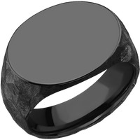 Large Horizontal Oval signet ring (20x16mm) in Zirconium, with a Wide style band.