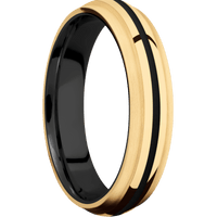 14K Yellow Gold + Polish , Satin Finish + Zirconium