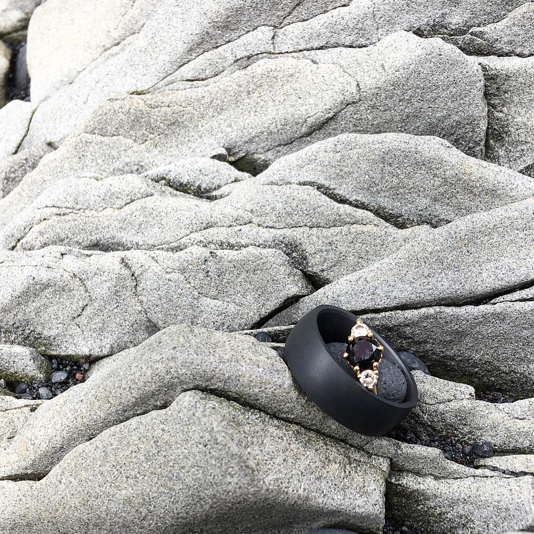 Elysium Black Diamond Men's Ring with an Engagement Ring