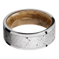 10K White Gold + Polish Finish + Whiskey Barrel